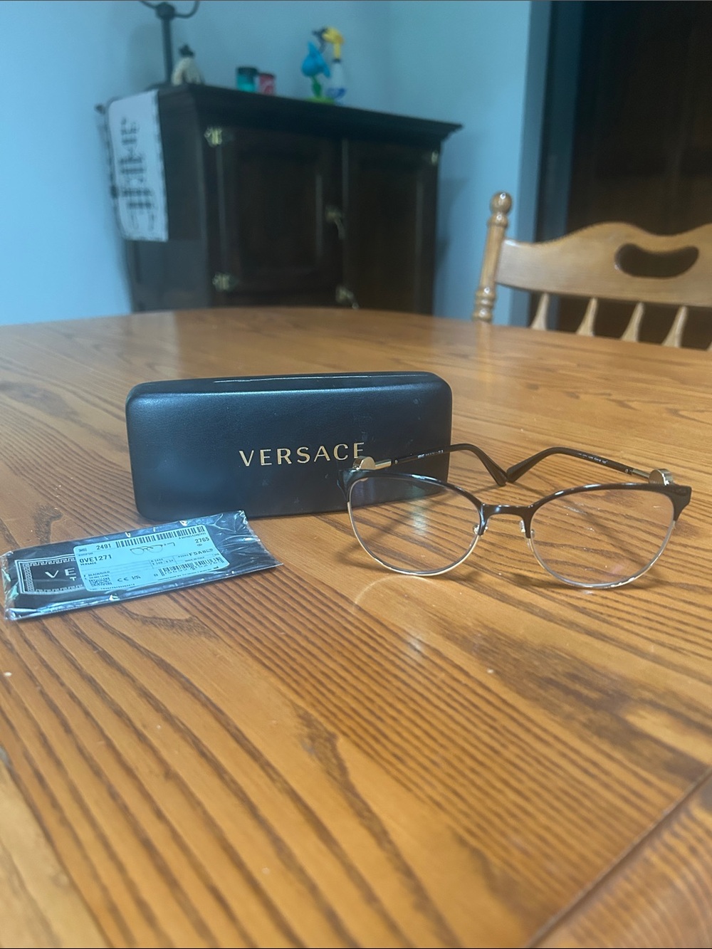 Versace Black and Gold Optical Glasses with Branded Case